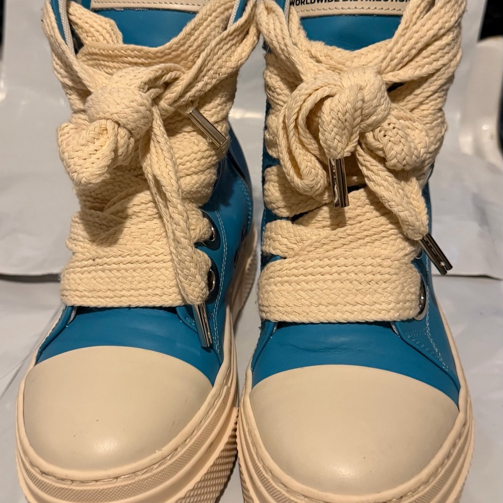 CRISTIAN ZEROTRE CALIPSO -300 BLUE NAPOLI LEATHER WOMEN High-Top Sneakers - Picture 3 of 9